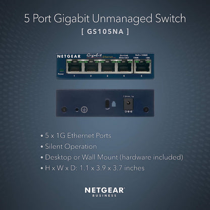 NETGEAR GS105 ProSAFE 5 Port Desktop Gigabit Switch